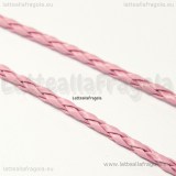 1 Metro cordino similpelle intrecciato rosa diametro 3mm