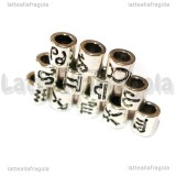 12 Spaziatori Segni Zodiacali foro largo argento antico 75mm