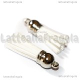 Nappina Alcantara Bianco coppetta argentata 38x10mm