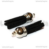 Nappina Alcantara Nero coppetta argentata 38x10mm
