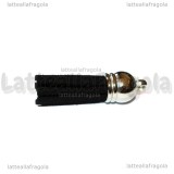 Nappina Alcantara Nero coppetta argentata 38x10mm
