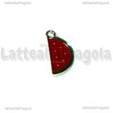 Charm Fetta di Anguria in metallo dorato smaltato 23x10mm