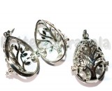 Ciondolo Goccia apribile filigrana Albero della Vita in rame argentato 45x27mm