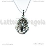 Ciondolo Goccia apribile filigrana Albero della Vita in rame argentato 45x27mm