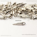 10 Charms Proiettile 3D in metallo argento antico 15x4mm