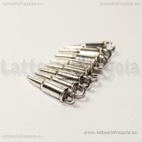 10 Charms Proiettile 3D in metallo argento antico 15x4mm