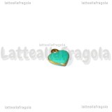Charm Cuore in ottone dorato smaltato azzurro 10x9mm