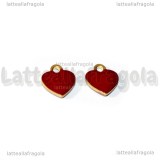 Charm Cuore in ottone dorato smaltato rosso 10x9mm
