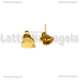 Coppia di orecchini a perno Cuore in Acciaio Inox Dorato 8x8mm
