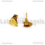 Coppia di orecchini a perno Cuore in Acciaio Inox Dorato 8x8mm