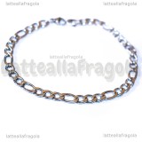 Bracciale in Acciaio Inox maglia Figaro 21cm