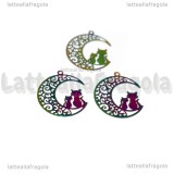 Filigrana Gatti su Luna in Acciaio Inox Multicolor 25x20mm