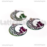 Filigrana Gatti su Luna in Acciaio Inox Multicolor 25x20mm