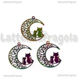 Filigrana Gatti su Luna in Acciaio Inox Multicolor 25x20mm