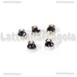 5 Charm argentati punto luce strass ametista 8x5mm