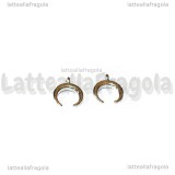 Charm Luna Crescente o Doppio Corno in metallo argentato 12x10mm