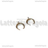 Charm Luna Crescente o Doppio Corno in metallo argentato 12x10mm