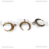 Charm Luna Crescente o Doppio Corno in metallo argentato 12x10mm