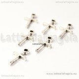 Charm Croce in metallo argento antico 13x7mm