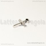 Charm Croce in metallo argento antico 13x7mm