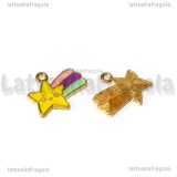 Charm Stella Cometa in metallo dorato smaltato 17x14mm