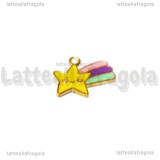 Charm Stella Cometa in metallo dorato smaltato 17x14mm