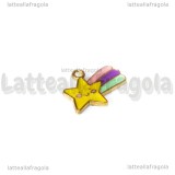 Charm Stella Cometa in metallo dorato smaltato 17x14mm