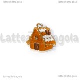 Charm Casetta di Pan di Zenzero in metallo dorato smaltato 19.5x17mm