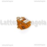 Charm Casetta di Pan di Zenzero in metallo dorato smaltato 19.5x17mm