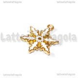 Ciondolo Fiocco di Neve in metallo dorato smaltato 24,5x14mm