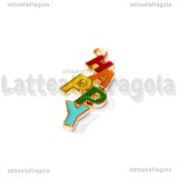 Ciondolo Happy in metallo dorato smaltato 29x11mm