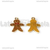 Charm Gingerbread in metallo dorato smaltato cioccolato 20.5x14mm