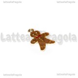 Charm Gingerbread in metallo dorato smaltato cioccolato 20.5x14mm