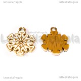 Charm Fiocco di Neve in metallo dorato smaltato con strass 18.5x15mm