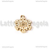 Charm Fiocco di Neve in metallo dorato smaltato con strass 18.5x15mm