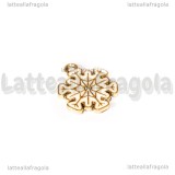 Charm Fiocco di Neve in metallo dorato smaltato con strass 18.5x15mm