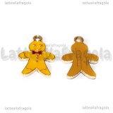 Charm Gingerbread in metallo dorato smaltato biscotto 20.5x14mm