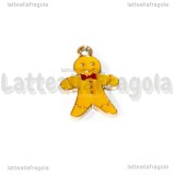 Charm Gingerbread in metallo dorato smaltato biscotto 20.5x14mm
