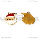 Charm Babbo Natale in metallo dorato smaltato con strass 21x16.5mm