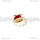 Charm Babbo Natale in metallo dorato smaltato con strass 21x16.5mm