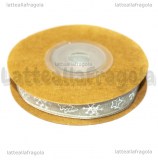 10Metri Nastro in Organza Argentato Fantasia Natale 10mm