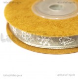 10Metri Nastro in Organza Argentato Fantasia Natale 10mm