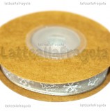 10Metri Nastro in Organza Argentato Fantasia Natale 10mm