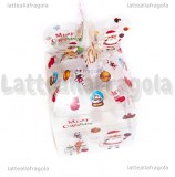 Scatola in PVC trasparente Fantasia Natale 85x85x170mm