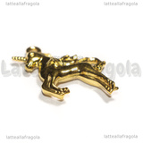 Ciondolo Unicorno 3D in Acciaio Inox Dorato 26x27x4mm