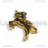 Ciondolo Unicorno 3D in Acciaio Inox Dorato 26x27x4mm