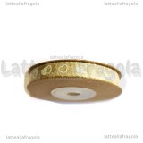 10 Metri Nastro in Poliestere Cuori bianchi sfondo Oro 10mm