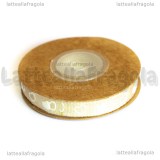10 Metri Nastro in Poliestere Cuori bianchi sfondo Oro 10mm