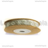 10Metri Nastro in Organza Argentato Fantasia Natale 10mm