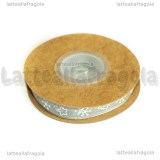 10Metri Nastro in Organza Argentato Fantasia Natale 10mm